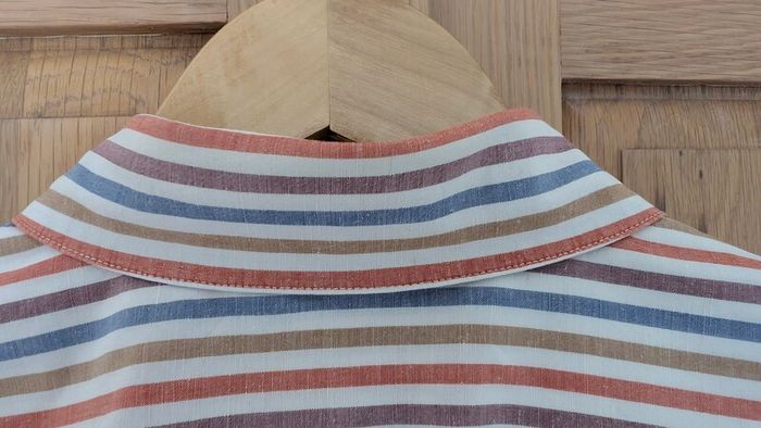 Octobre Editions Mens Large Striped Linen Blend Shirt