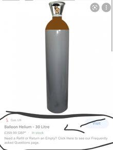 EMPTY Balloon Helium - LARGE 30 Litre