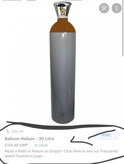 EMPTY Balloon Helium - LARGE 30 Litre