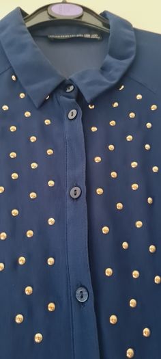 Blue Stud Detail Chiffon Shirt