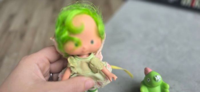 Lime Chiffon with Friend Parfait Parrot Strawberry Shortcake Doll Ccomplete outfit HTF AGC Kenner A.G.C same era as MLP G1 My Little Pony
