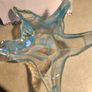 Glass Bowl Round Star Shaped Murano Art Deco Art Blue White Image 8