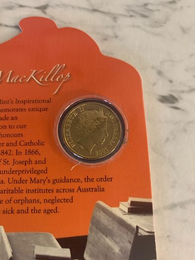 2008 One Dollar Carded Unc Coin Mary MacKillop
