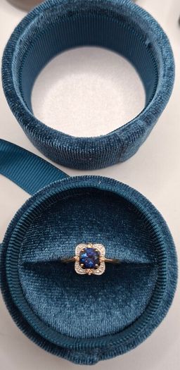 9 ct  blue sapphire and diamond ring size N