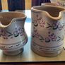 Nicholas Mosse Lavender fri:Washington Creek USA , a set if two jugs , a 4 inch creamer and a four and a  half inch cylinder jug Image 2
