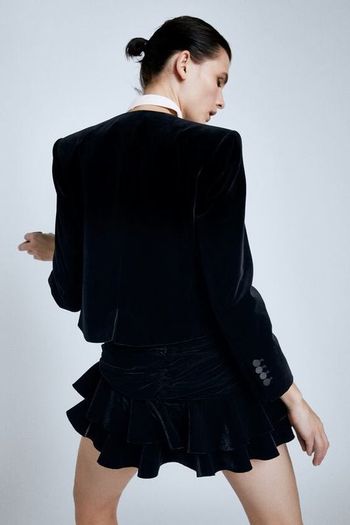 Zara Velvet Jacket With Contrast Lapels