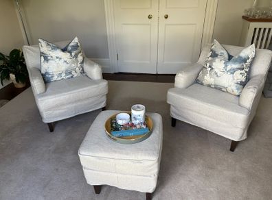 2 armchairs and footstool