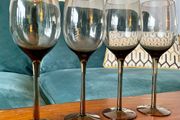 Set of Vintage Smokey MCM Long Stem Glass Wine Glasses 23 cm Tall