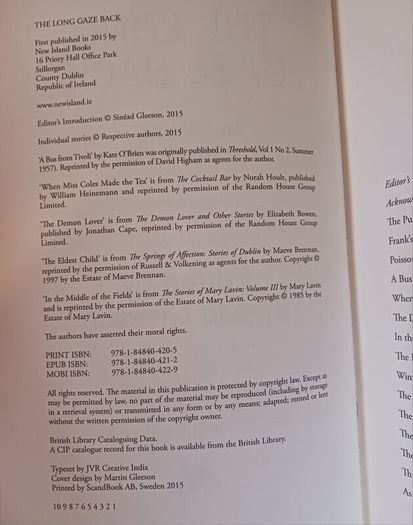 An Anthology of Irish Women Writers/ The Long Gaze Back/ Sinead Gleeson,/2015/ 1st edition