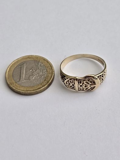 Vintage 9ct Yellow Gold Gents Buckle Ring