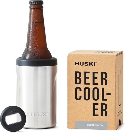 Huski Beer Cooler 2.0 | New | Premium Can and Bottle Holder | Triple Insulated Marine Grade Stainless Steel | Detachable 3-in-1 Opener | Works as a Tumbler | Best Gifts for Beer Lovers
