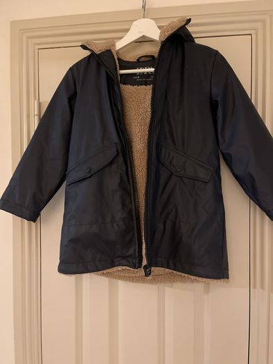 Zara waterproof, teddy lined coat age 8