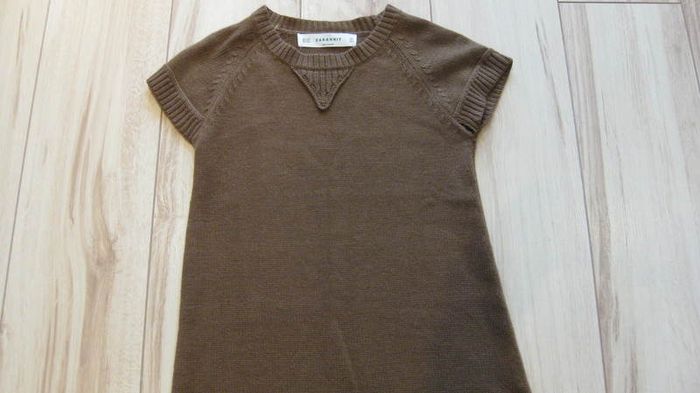 Zara ladies knit tan dress short sleeves size small