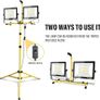 200W Tripod Stand LED Work Light, Twin 100W Floodlight, Flexible Portable Job Site Light, 20000LM 175V to 265V Outdoor Indoor worklight Image 3