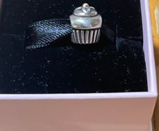 Pandora Cupcake Charm Sterling Silver with 14K Yellow Gold -like new
