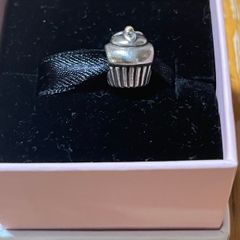 Pandora Cupcake Charm Sterling Silver with 14K Yellow Gold -like new