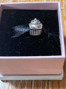 Pandora Cupcake Charm Sterling Silver with 14K Yellow Gold -like new