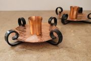Vintage copper &amp; wrought iron candlesticks