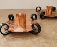 Vintage copper & wrought iron candlesticks