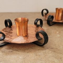 Vintage copper & wrought iron candlesticks