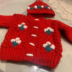 Cardigan and Hat (Red) Child's 1-2