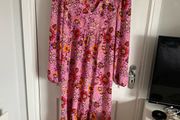 Ladies boho style pink floral dress