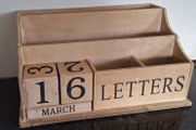 Wooden letter rack and perpetual calendar