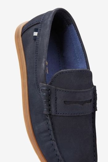 next leather navy loafers size UK 2