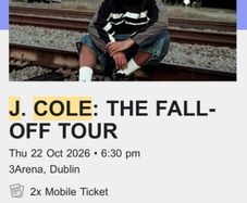 J Cole tickets (x2) - Swapping seating for standing