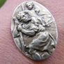 Religious antique French silvered catholic medal pendant plaque memorial tablet of Saint Christopher Image 3