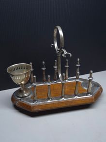 Victorian Edwardian Oak Silver Plated Toast Rack Egg Stand