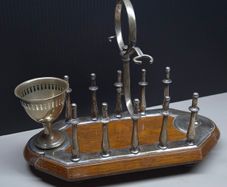 Victorian Edwardian Oak Silver Plated Toast Rack Egg Stand