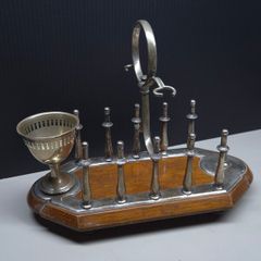 Victorian Edwardian Oak Silver Plated Toast Rack Egg Stand