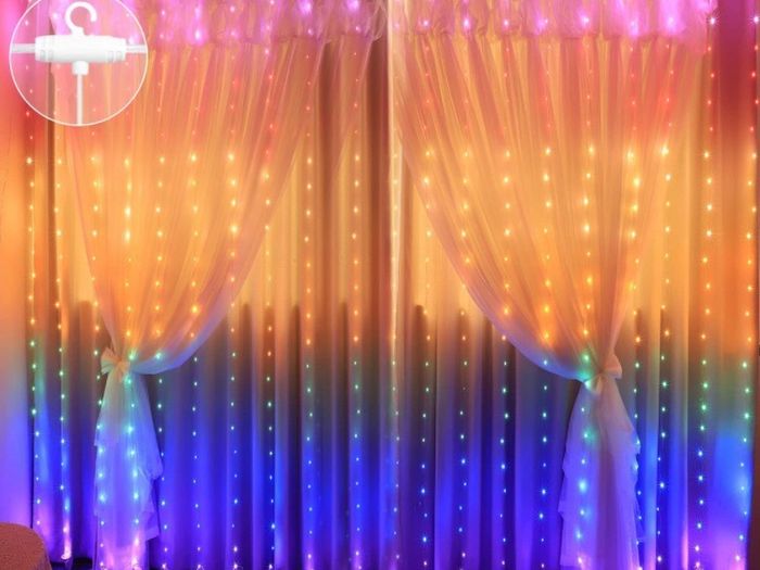 Curtain Fairy Waterproof Curtain Lights USB Fairy String Lights 3Mx2.8M, LED Window Lights, Remote Control, 280LED RGB Curtain Light for Bedroom Outdoor Indoor Christmas Decoration