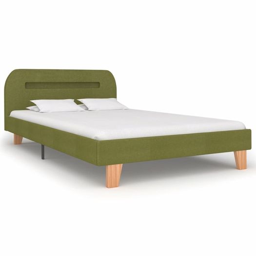 Bed Frame with LED Green Fabric 120x190 cm