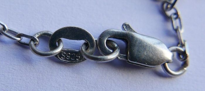 Vintage Sterling Silver 925  Sister,  Necklace with White Sapphire length 16" - 8,9g