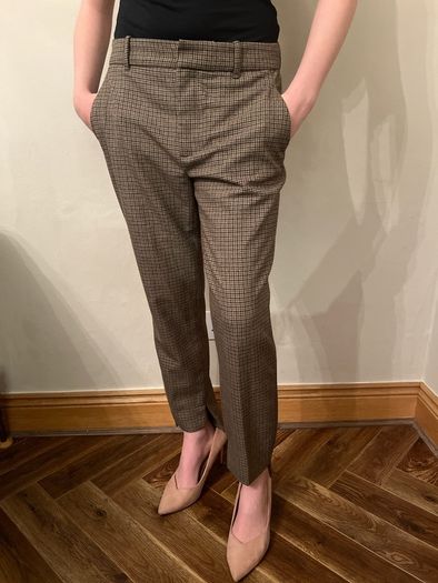 Zara brown check trousers. Size 8