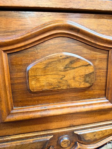 Exceptional Pair of Early 20th-Century Walnut & Marble-Top Bedside Cabinets