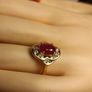 Gold Plated Sterling Silver Natural Ruby and Zircon Cluster Ring Image 6