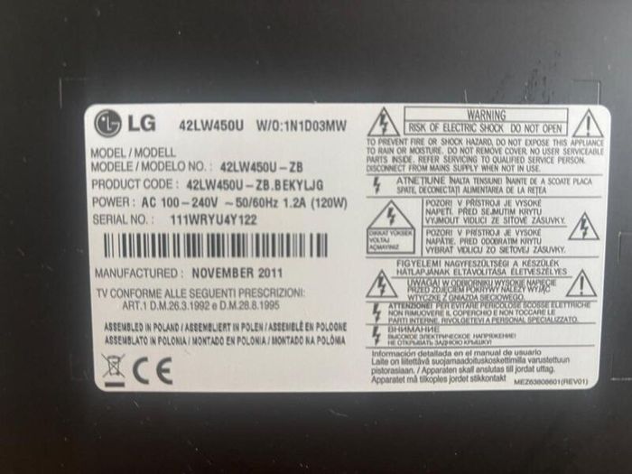 Working LG TV (No remote/leads etc)
