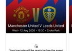 X3 tickets seated for manchester match dublin