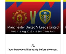 X3 tickets seated for manchester match dublin