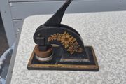 antique cast iron desktop embossing press