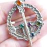 Vintage Scottish Celtic Penannular Style Brooch With Rhinestone Detailing, 80s 90s Jewellery. Image 3