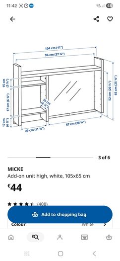 Ikea micke desk extension add on unit