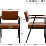 Set of 2 Brown PU Leather Dining Chairs with Armrests Modern Style & Durable Metal Frame Image 2