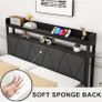 Single Bed Frame with LED Lights Storage Upholstered Headboard and Charging Station Image 3