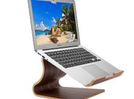 main image for ad Wooden Laptop Stand, Ergonomic Desktop Stand for Home or Office, Fits MacBook and Laptop (Black Walnut)