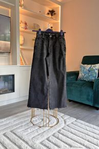 Dunnes Stores Washed Black Wide Leg Jeans - Size UK 8 / EU 36