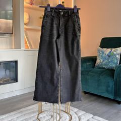 Dunnes Stores Washed Black Wide Leg Jeans - Size UK 8 / EU 36
